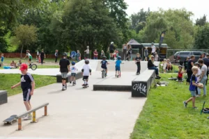 A photo of Skate Jam - The official launch of Castle Park Skate Park in August.