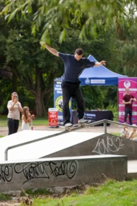 A photo of Skate Jam - The official launch of Castle Park Skate Park in August.