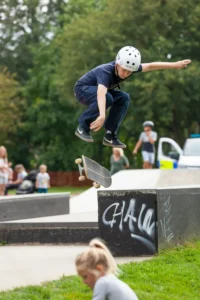A photo of Skate Jam - The official launch of Castle Park Skate Park in August.